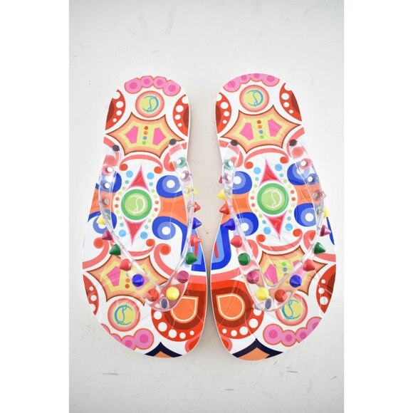 Christian Louboutin Loubi Flip Spikes Donna Flat Multi Thong Flip Flop Sandal 35 - Picture 7 of 11